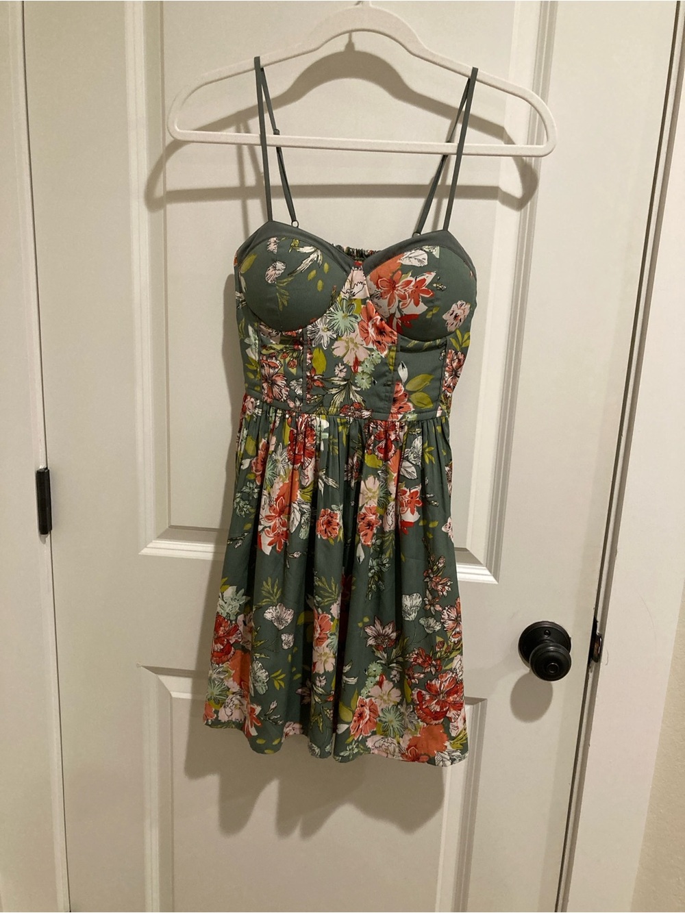 Women’s Green Floral Bustier Sundress - Size XS